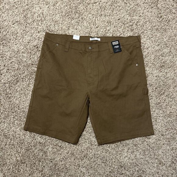 Levi Signature Utility Shorts Mens 46 x 11 Brown Khaki Carpenter, Levi’s New - Picture 1 of 5